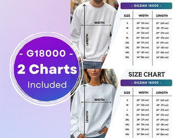 Gildan 18000 Size Chart Gildan 18000 Men and Women Size Chart White Sweatshirts Sizes Chart Unisex Size Chart Mockup 18000 Size Chart Mockup
