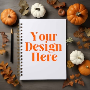 Halloween Spiral Notebook Mockup: White Printify Scrapbook (PSD)