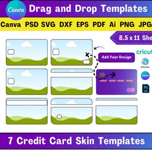 7 Credit Card Skin Template Canva Credit Card Template Credit Card Cover Template SVG Template Bank Card Template Credit Card Blank Template