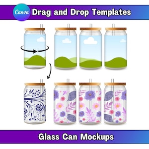 Paquete de maquetas de latas de vidrio transparente Canva Maqueta de lata de vidrio Libbey de 16 oz Maqueta animada de lata de vidrio Canva Maqueta de lata de vidrio Maqueta de video Plantilla transparente de Canva