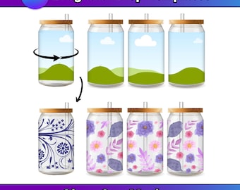 Clear Glass Can Mockup Bundle Canva 16 Oz Libbey Glass Can Mockup Animated Mockup Canva Glass Can Mockup Video Mockup Clear Canva Template