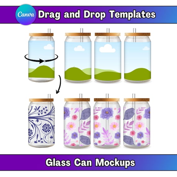 Clear Glass Can Mockup Bundle Canva 16 Oz Libbey Glass Can Mockup Animated Mockup Canva Glass Can Mockup Video Mockup Clear Canva Template