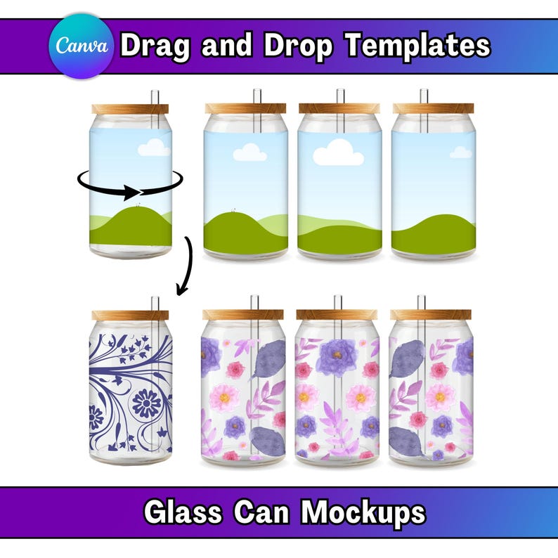 Clear Glass Can Mockup Bundle Canva 16 Oz Libbey Glass Can Mockup