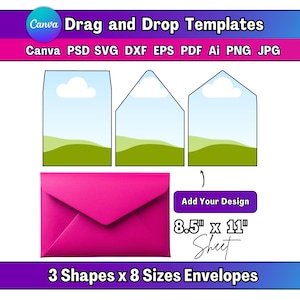24 Umschlag Liner Template Bundle Canva Umschlag Liner Template DIY Umschlag Template Euro Flap Template Quadrat Flap Template 8 Größe inclusive