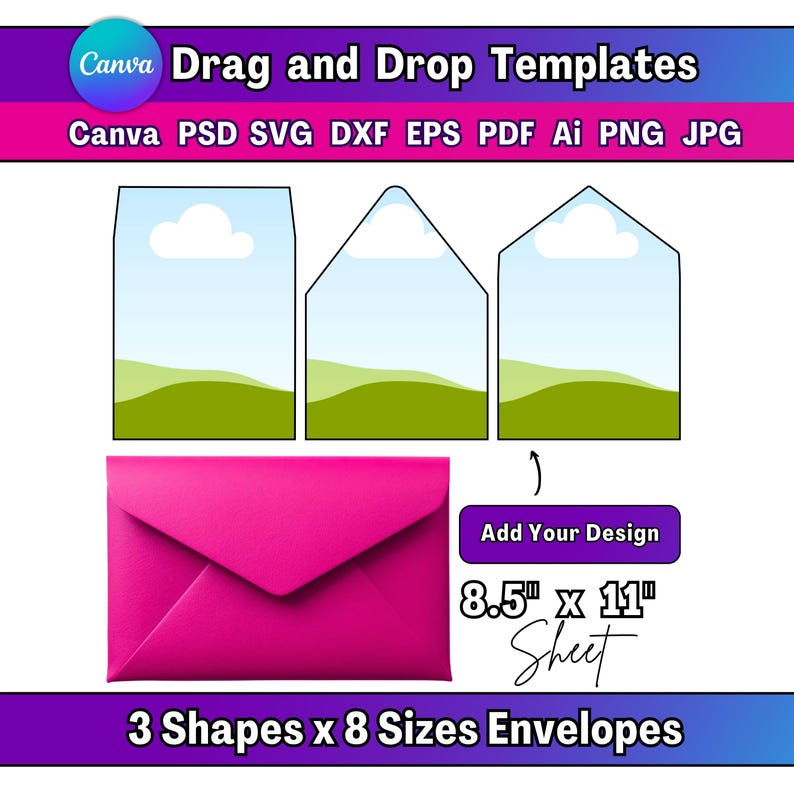 24 Envelope Liner Template Bundle Canva Envelope Liner Template DIY Envelope Template