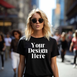 Gildan 64000 Mockup Black Gildan 64000 Mockup Gildan Tshirt Mockup Trendy Female Model Mockup Black Tshirt Mockup Gildan Mock Up Boho Mockup