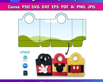 Treat Box Template SVG Party Favor Box with Handle DIY Gift Box Printable File You Can Easily Customize