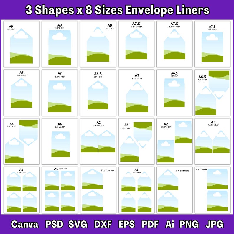 24 Envelope Liner Template Bundle Canva Envelope Liner Template DIY Envelope Template