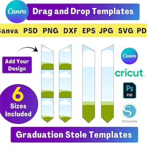 Graduierung Stola Vorlage Canva Bearbeitbare Graduierung Stola Vorlage Sublimation Graduierung Stola PNG Leere Vorlage Graduierung Stola SVG PDF