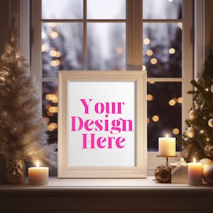 Christmas Frame Mockup: White Wood Single Frame (Digital Download)