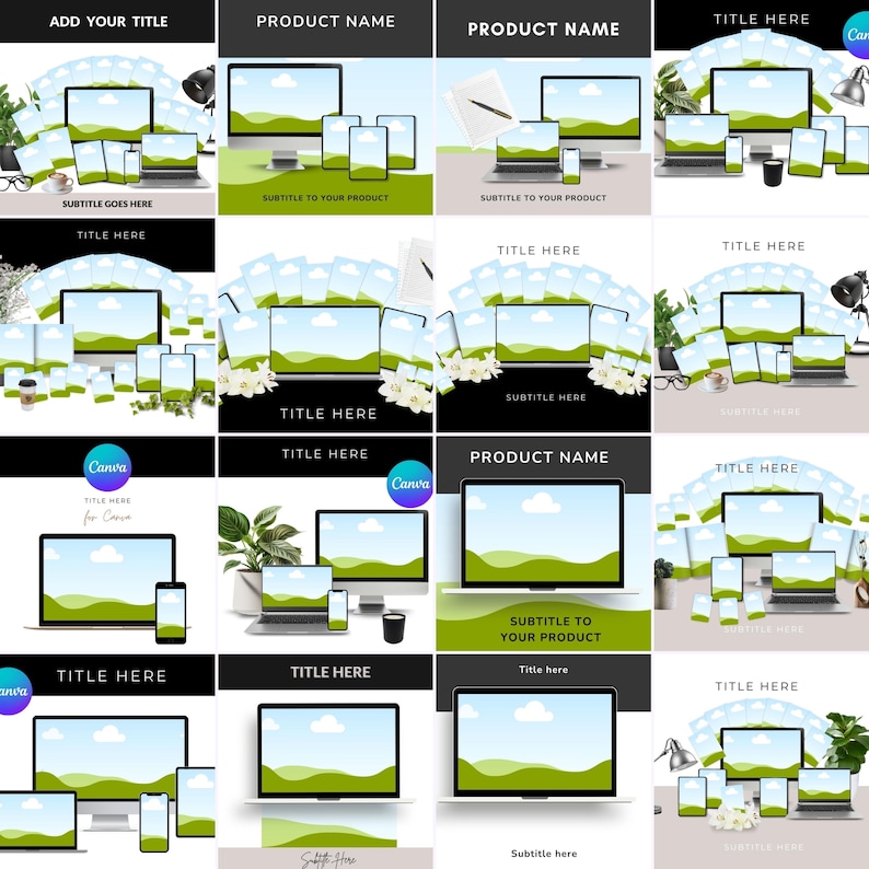250 Canva Device Mockup Bundle Phone Laptop Book Digital Templates