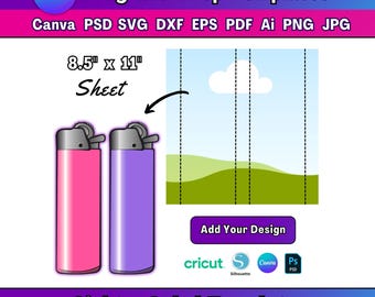 Plantilla de etiqueta de encendedor editable en Canva Plantilla de envoltura de encendedor Diseño de etiqueta de encendedor Plantilla de revestimiento de encendedor Envoltura de cubierta de encendedor Etiqueta de encendedor SVG