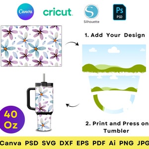 Distressed 40 Oz Tumbler Template Canva 40 Oz Quencher 40 Oz Handle ...