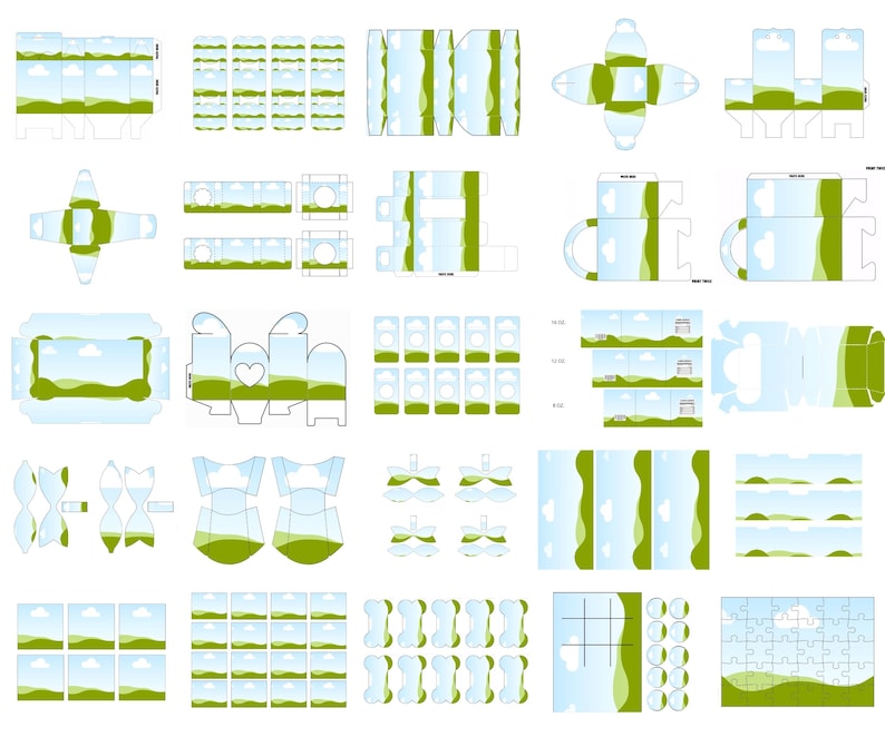 Party Favor Template Bundle Printable Kids Favors