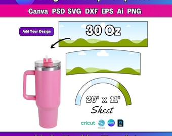 Maquette de gobelet de 30 oz Maquette de gobelet Canva par glisser-déposer Modèle de gobelet de 30 oz Maquette de gobelet à sublimation Maquette de gobelet en toile modifiable de 30 oz