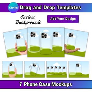 7 Phone Case Mockup Bundle: Canva iPhone Case Template (Digital Download)