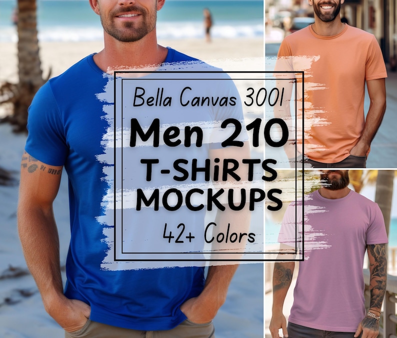 42 Colors Bella Canvas 3001 Mockup Bundle Men Bella Canvas Mockup