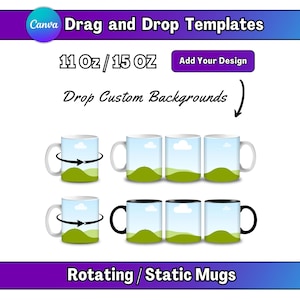 Canva Mug Mockup Bundle: 11oz 15oz Static & Rotating (Digital Download)