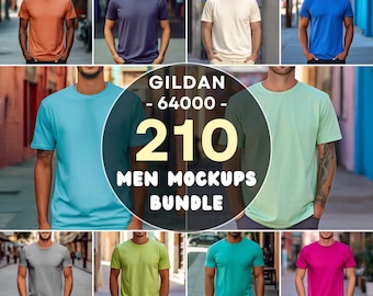 Gildan 64000 Mockup Bundle Tshirt Men Gildan 64000 Mockups Gildan 64000 T-shirts Men Mockup Bundle Gildan Model Mockups 210 Mockup Photos