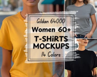 Gildan 64000 Women's T-Shirt Mockup Bundle: 14 Colors, 60+ Mockups (Digital Download)