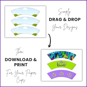 6 Size Paper Cup Wrap Template Editable Canva Coffee Cup Wrap Template