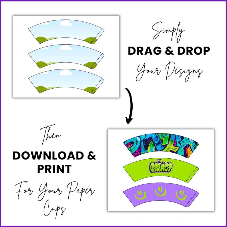 6 Size Paper Cup Wrap Template Editable Canva Coffee Cup Wrap Template