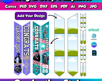 6 Größen Abschluss Stola Vorlage Canva Bearbeitbare Abschluss Stola Vorlage Sublimation Abschluss Stola PNG Leere Vorlage Stola SVG PDF