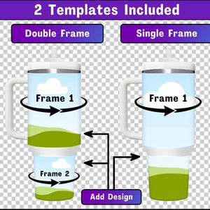 Two 40 Oz Rotating Tumbler Mockup Canva Tumbler Mockup 40 Oz Handle tumbler Mockup
