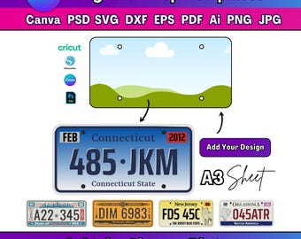 6 Styles Car License Plate Template Canva License Plate Template License Plate Frame License Plate SVG Drag & Drop Template License Plate