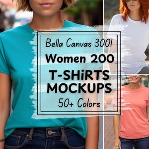 Bella Canvas 3001 Mockup Bundle: Women&#39;s T-Shirt, 50+ Colors (Digital File)