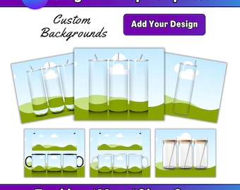 Canva Tumbler Mockup Bundle: 20 Oz Skinny Tumbler, Mugs, Glass Cans, Speaker tumbler Mockups (Digital Download)