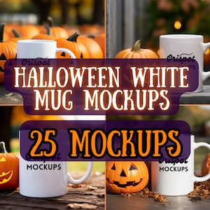15 Oz Halloween Mug Mockup Bundle: 25 White Mug Mockups (Digital Download)