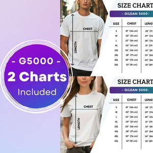 Gildan 5000 Größentabelle Gildan 5000 Herren und Damen Größentabelle Weiß T-Shirts Größentabelle Unisex Größentabelle Mockup 5000 Größentabelle Weiß Mockup