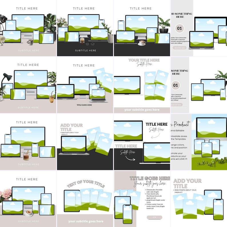 250 Canva Device Mockup Bundle Phone Laptop Book Digital Templates