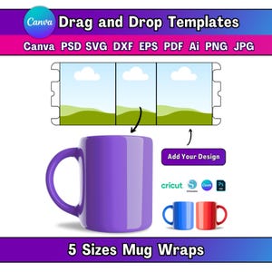 5 Size Mug Wrap Template 11 Oz 12 Oz 15 Oz 24Oz 31Oz Mug Wrap Template Canva Editable Mug Template Sublimation Mug Wrap Mug Template SVG Mug