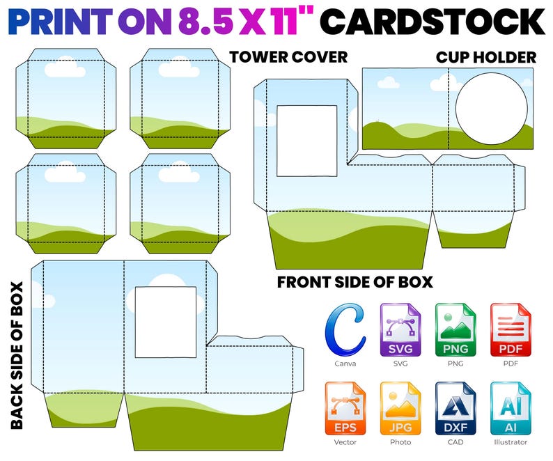 Party Favor Box SVG Kids Activity Box Template Cricut Box SVG Printable Favor Template