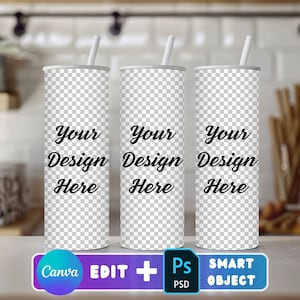 Canva 20 Oz Tumbler Mockup Canva Skinny Tumbler Mockup 20 Oz Tumbler Mockup Sublimation Tumbler Mockup PSD | PNG | JPG | Canva Template