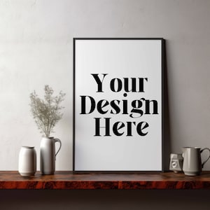 White Wood Frame Mockup: Single Wall Art Display (Digital Download)
