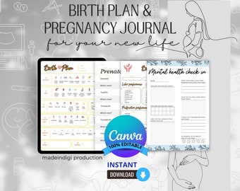 Birth Plan Template | Pregnancy planner| Natural birth plan| Doula | Pregnancy journal | Visual birth plan | Couple planner | Parents plan