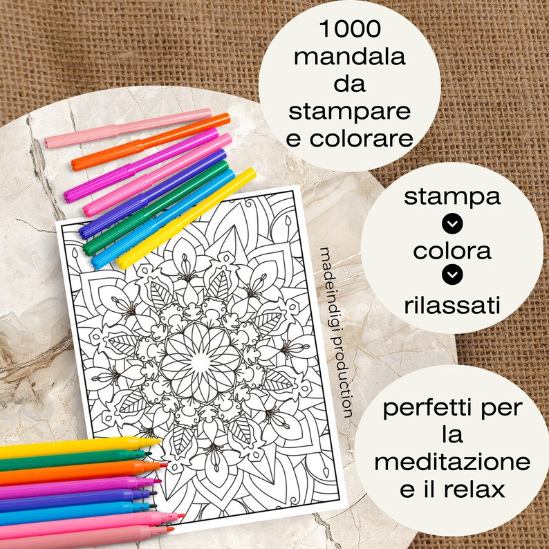 Libro Antistress da Colorare Mandala - Frattali Formato Grande | Cartolibreria Grafite Online