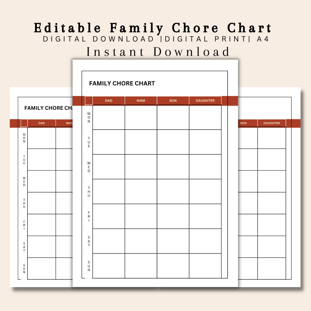 Family Schedule Printable, Family Chores, Weekly Family Schedule, Printable Minimalist Planner ...