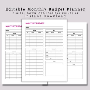 Planner Template INSTANT DOWNLOAD Canva Planner, Editable Budget  Planner, Daily, Weekly, Monthly