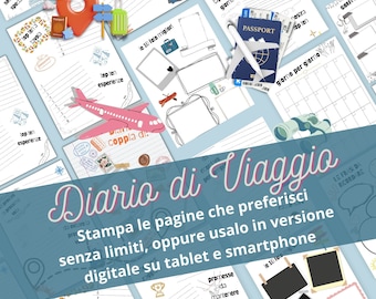 Diario di viaggio di coppia da compilare. PDF e Digitale. Travel Journal per coppie di viaggiatori, famiglie e amanti dei viaggi.