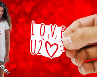 Valentines Day Love You Too Sticker, Sticker with Love You Too and Heart Symbol, Valentines Gift Husband, Valentines Gift Wife