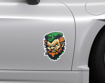 A fiery leprechaun sticker is what you need. Let other Irish folk know what your are up to on the 17th of March every Year.