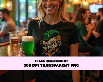 Angry Leprechaun PNG, St. Patrick's Day Transparent png, Irish Mascot Art png, Celtic Digital Download, Sublimation T-Shirt Design