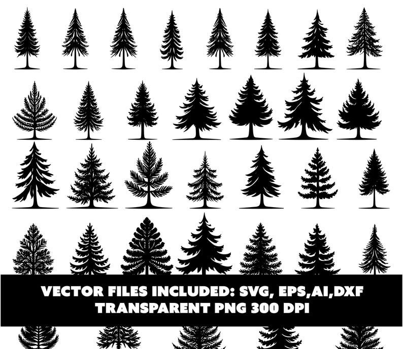 Tree Svg Bundle, Forest Clipart Png, Tree Vector Files, Palm Tree Svg ...