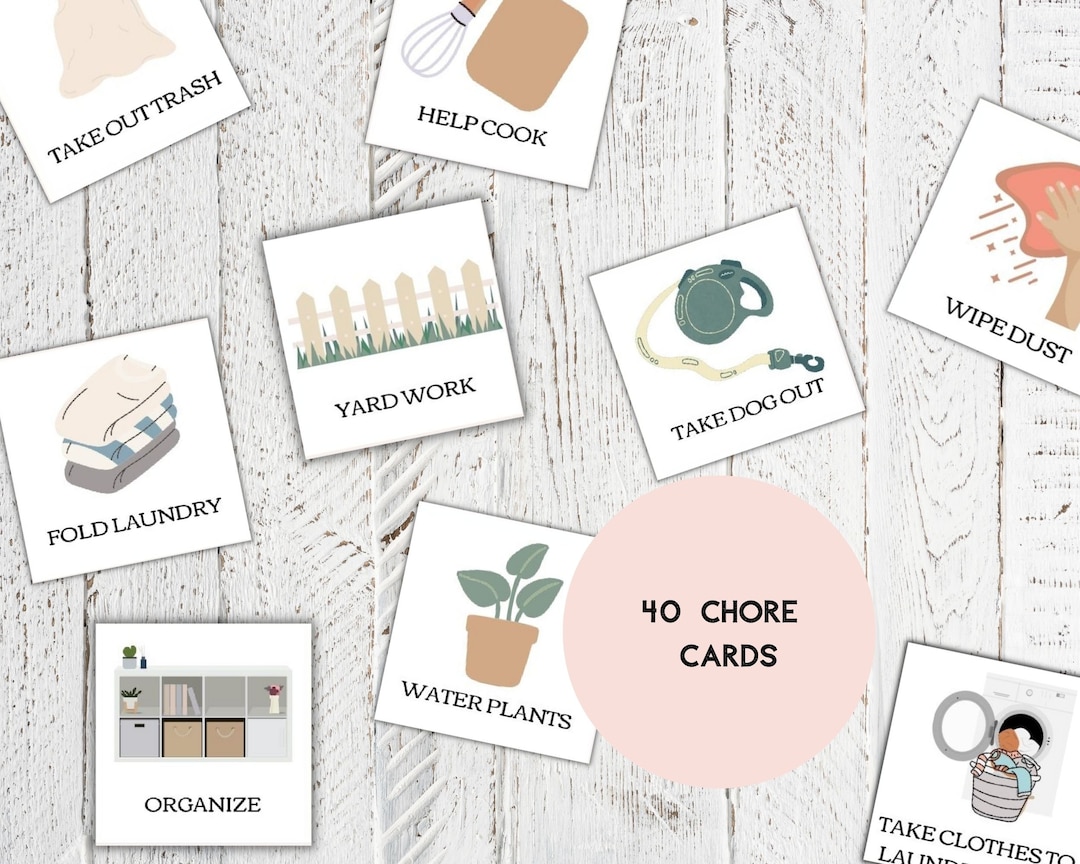 Chore chart for kids visual chore cards printable chore etsy