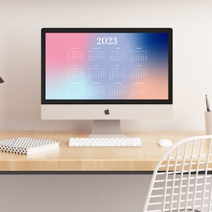 2023 Pastel Colors Monthly Desktop Calendar Wallpaper, Minimalist Computer Wallpaper for Mac, iMac, PC, Digital Download, HD Background