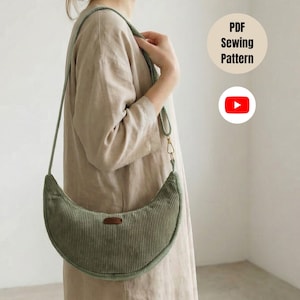 Crescent Bag Sewing Pattern, Half Moon Crossbody Bag, Hobo Shoulder Bag,  Easy DIY PDF Pattern for Beginners, bag sewing pattern